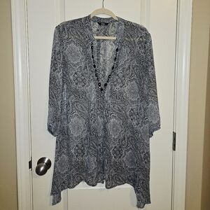 Vintage Marks And Spencer Gray Paisley Women's Top Tunic
